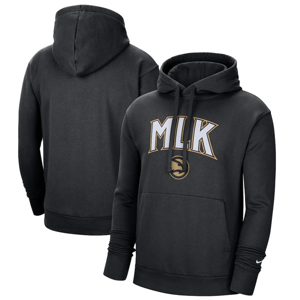 Men's  Black Atlanta Hawks 2021 City Edition Essential Logo Fleece Pullover Hoodie
